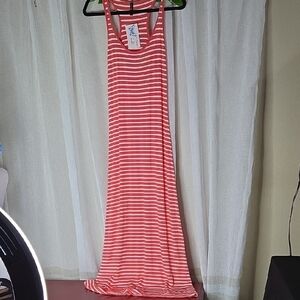 Striped Coral Maxi Dress